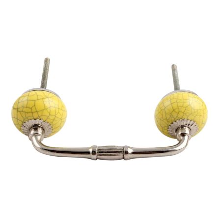 Yellow Black Crackle Ceramic Bridge Handle